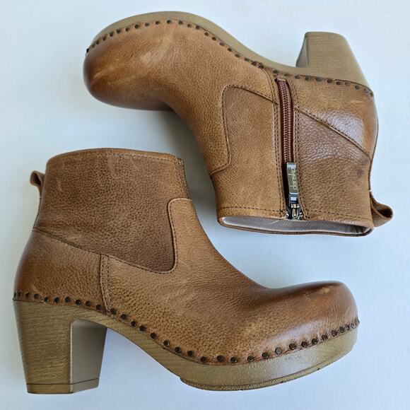 Dansko Sarah Boots Size EU36 US 5.5-6 Brown Leather Side Zip Heeled Ankle Bootie - Picture 12 of 13